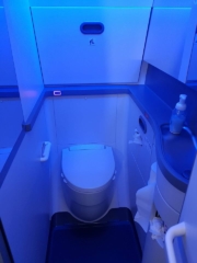 Bathroom in Icelandair Boeing 737 MAX 8 TF-ICE Jökulsárslón // Source: Alina Daneliia (specially for Flugblogg)