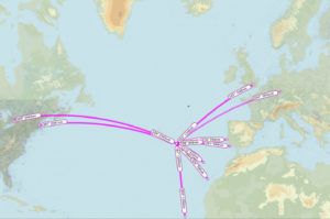 Strategic location of Azores for trans-Atlantic flights between Europe and Americas // Source: Skyvector
