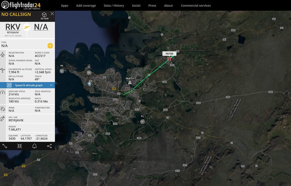 Inaugural flight of "Eagle Air" Dornier 328 (reg. TF-ORI) // Source: Flightradar24