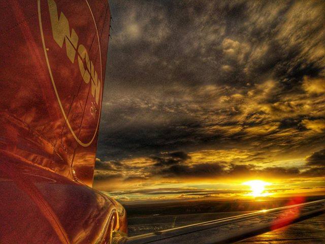 WOW air Airbus tail during sunset in Keflavik // Source: Radek Werbowski
