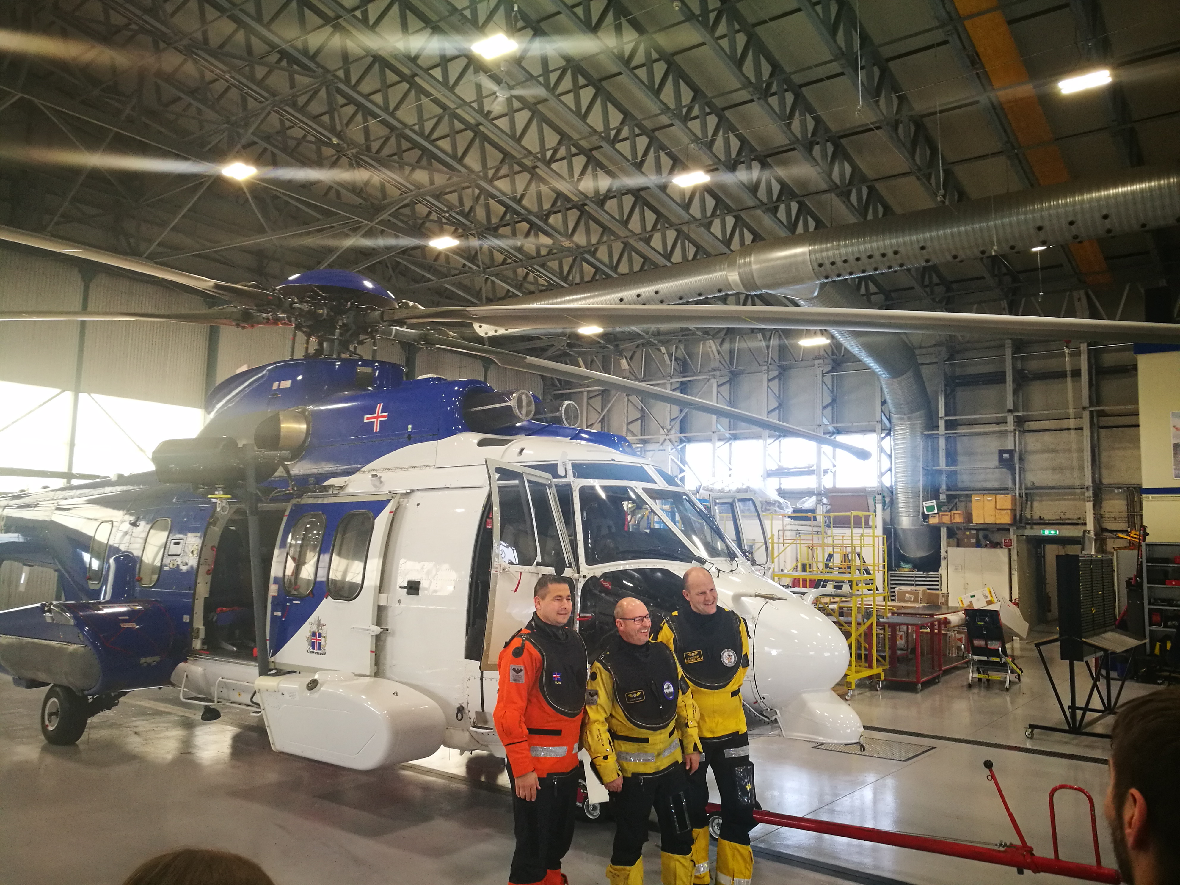 The crew of Icelandic Coast Guard Airbus H225LP (reg. TF-EIR) delivery flight: Icelandic coast guard aircraft engineer Sigurjón Sigurgeirsson, norwegian pilots Steinar Haugen and Frode Moi // Source: Flugblogg