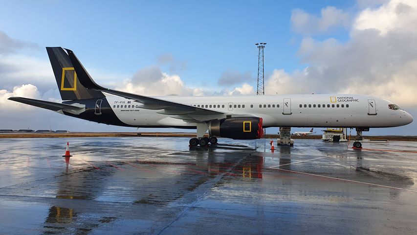 Icelandair Boeing 757-200 reg. TF-FIS. leased to National Geogrpahic for special tour around the world, in Keflavik (BIKF) // Source: Mārtiņš Zaķis