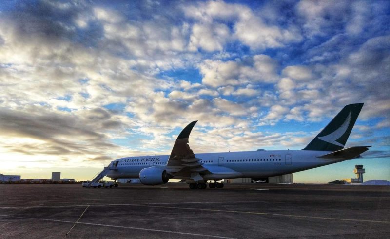 Cathay Pacific Airbus A350-900 reg. BLRX, which diverted to Keflavík (BIKF) during the flight CPA861 from Washington (KIAD) to Hong Kong (VHHH) // Source: Radek Werbowski
