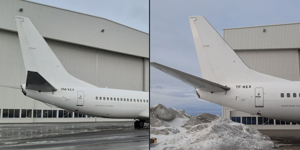 Boeing 737-800NG reg. TF-KEX (ex OM-KEX) leased by Icelandair has obtained Icelandic registration // Source: Flugblogg's source