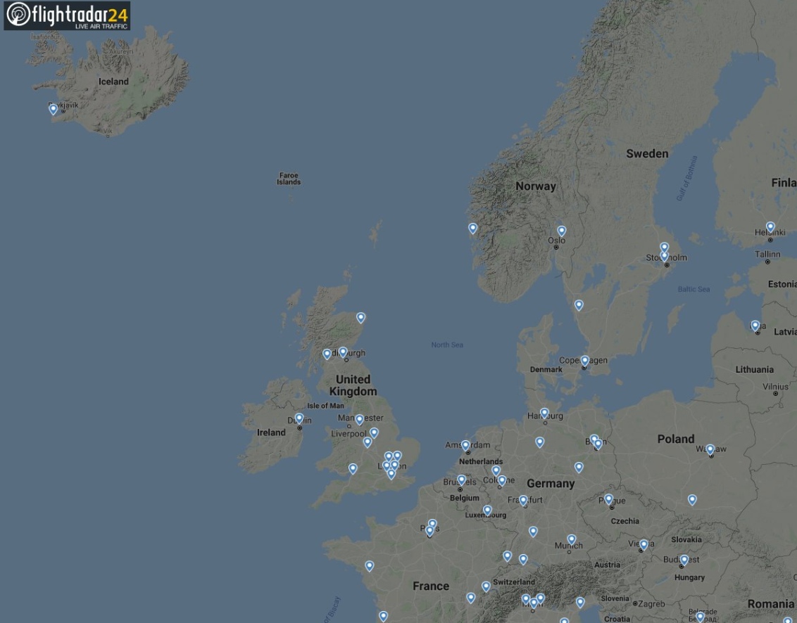 Air traffic in Europe on 16 of April 2010 // Source: Flightradar24