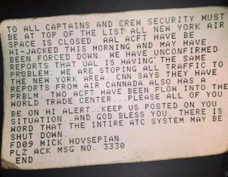 American Airlines pilots received this message using the inflight ACARS system in the cockpit