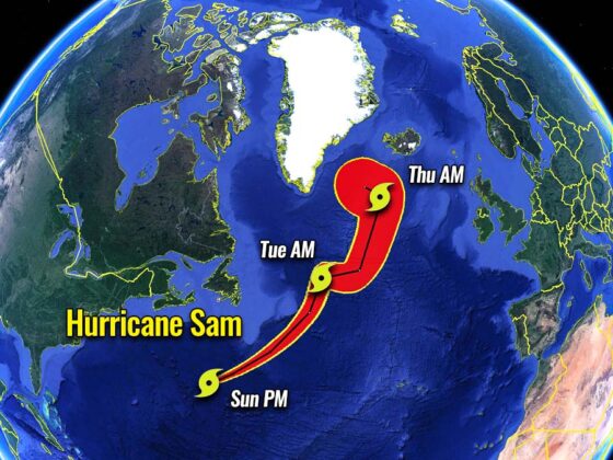 Hurricane Sam is moving to Iceland // Source: severe-weather.eu