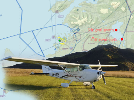 Cessna 172N reg. TF-ABB crashed in Þingvallavatn // Source: Andro Loria and Skyvector.com