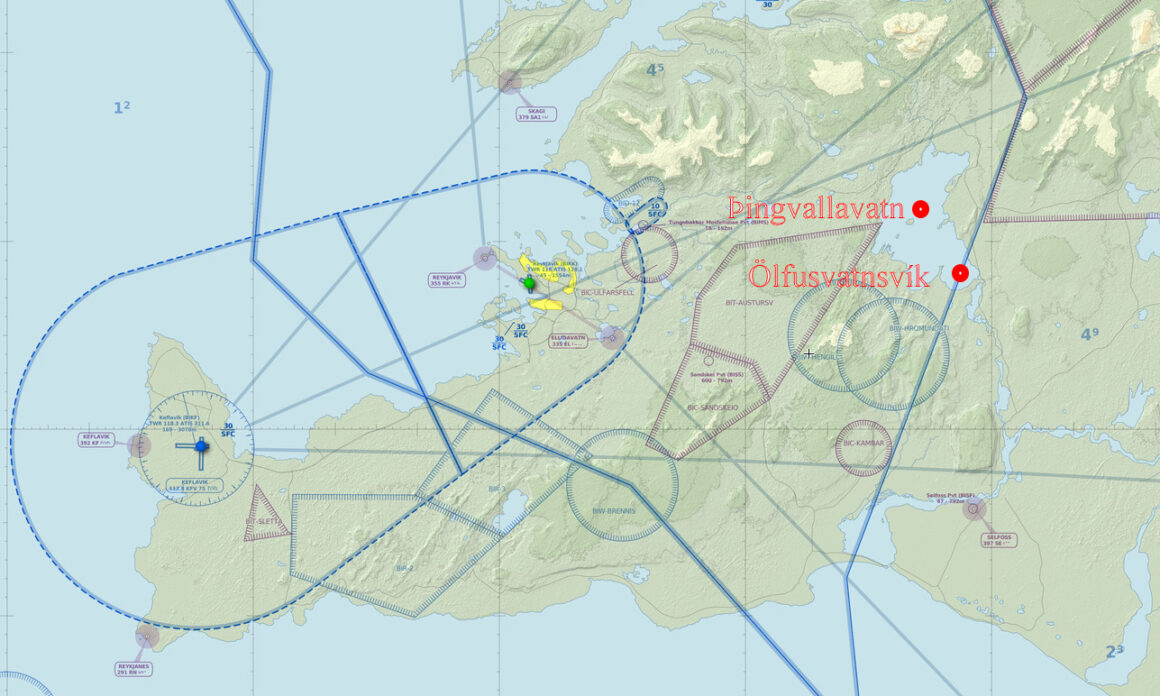 Airspace of the West-Soutern Iceland // Source: Skyvector