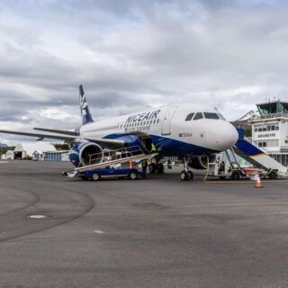 Niceair Airbus A319 reg. 9H-XFW, operated by HiFly, after ferry flight in Akureyri // Source: Akureyri airport