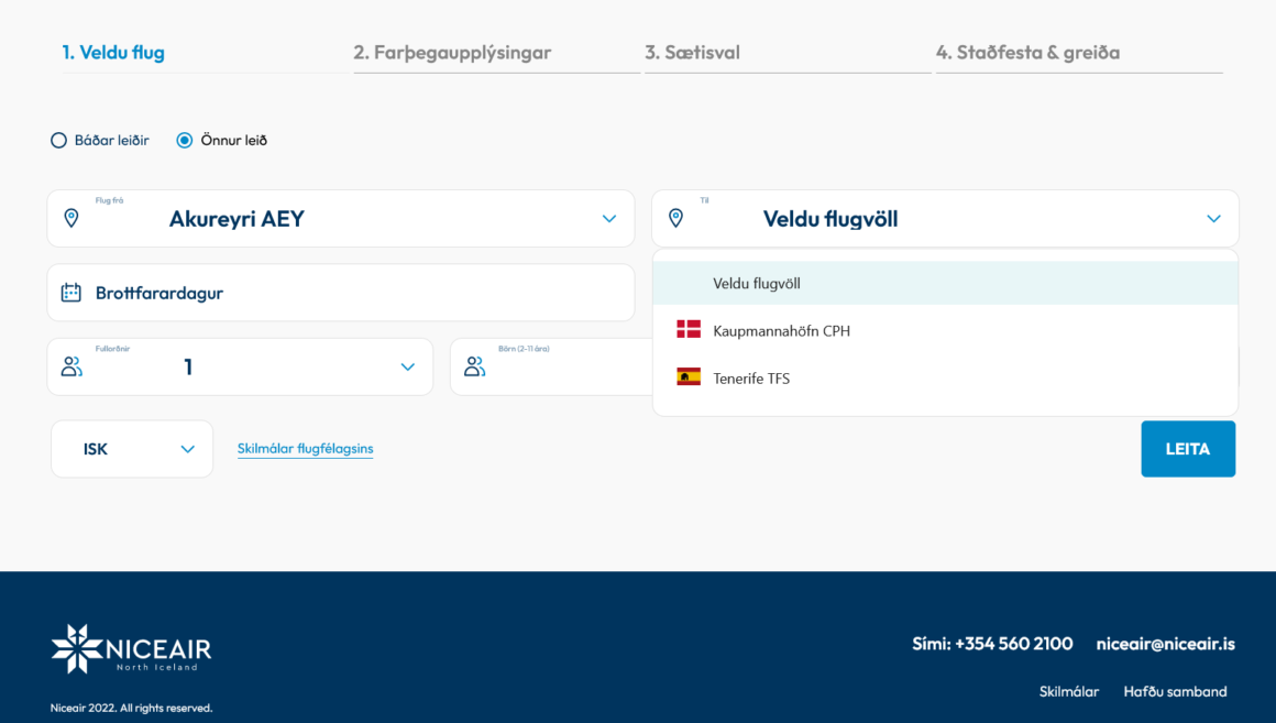 Niceair booking website in the evening 3 June 2022 // Source: niceair.is