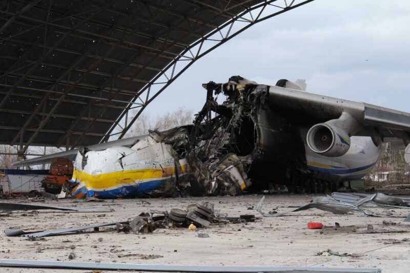 An-225 "Mriya" reg. UR-82060 destroyed during combat on Antonov-Gostomel aerodrome // Source: The Kyiv Independent